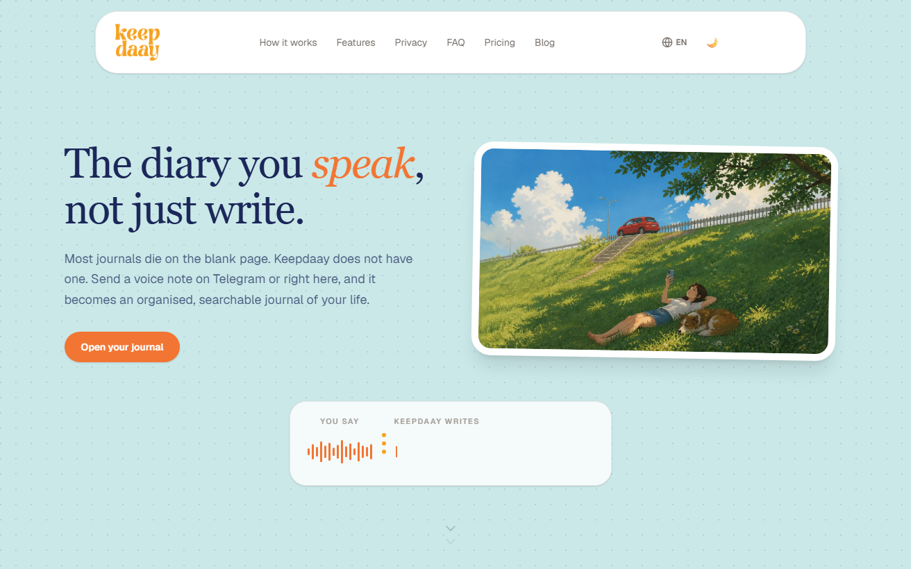 Keepdaay, the voice-first AI journaling companion